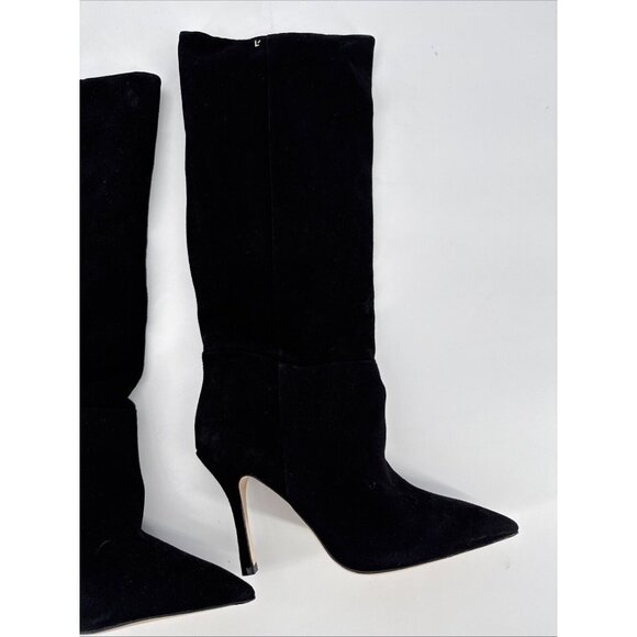 Larroude Womens Size 8.5 Kate Tall Knee Boots Black Suede Stiletto Heel $485 - Picture 7 of 13